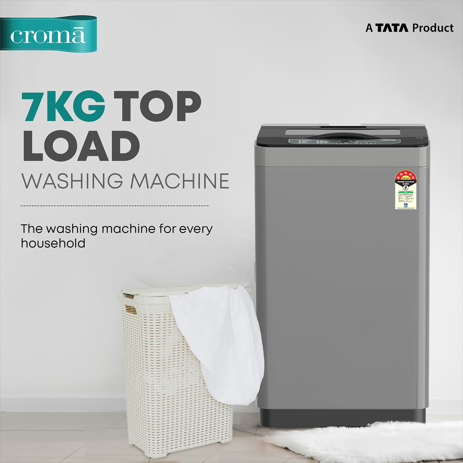 Buy Croma 7 Kg 5 Star Fully Automatic Top Load Washing Machine Air Dry Function Grey Online 3667